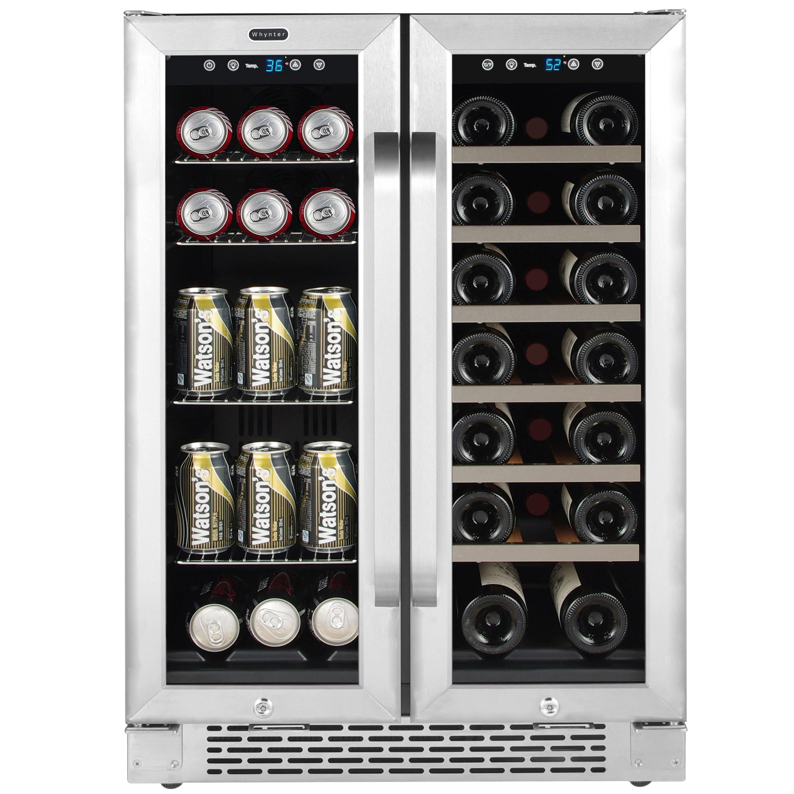 Beverage fridge with online wine rack