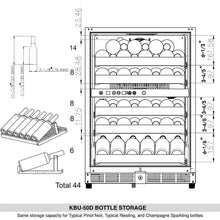 Cargar imagen en el visor de la galería, KingsBottle KBU50DX 24 Inch Dual Zone Wine Cooler - Royal Wine Coolers