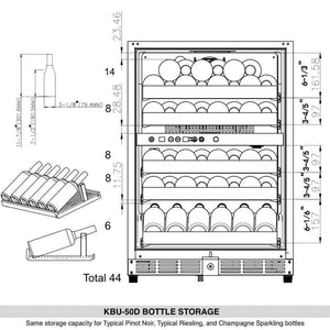 KingsBottle KBU50DX 24 Inch Dual Zone Wine Cooler - Royal Wine Coolers