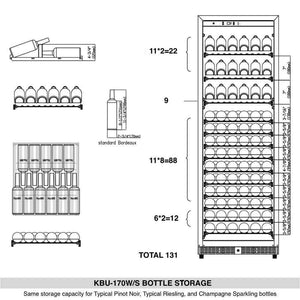 KingsBottle KBU170WX 166 Bottle Wine Cabinet Cooler